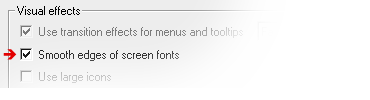 Activate 'Smooth edges of screen fonts': Windows 2000