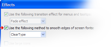 Activate 'Smooth edges of screen fonts': Windows XP